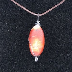 Sunrise wrapped stone pendant